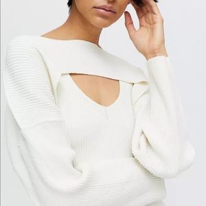 UO Sassi Ribbed Cropped Shrug Sweater